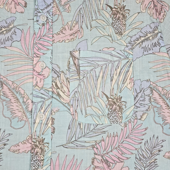 American Eagle Men's Short Sleeve Shirt Button Up Tropical Pastel Medium Island - Picture 3 of 10
